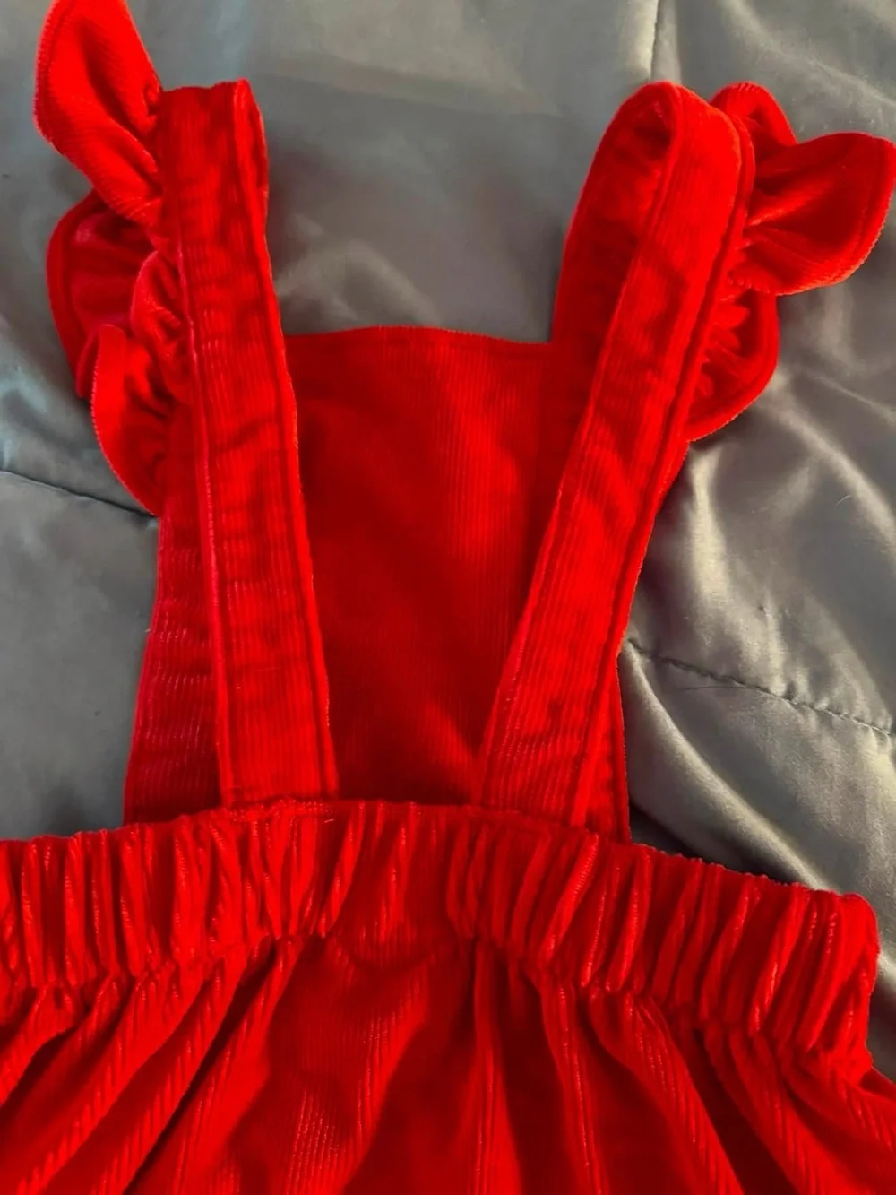 Bluey Red Bow-Accented Corduroy Dress for Kids